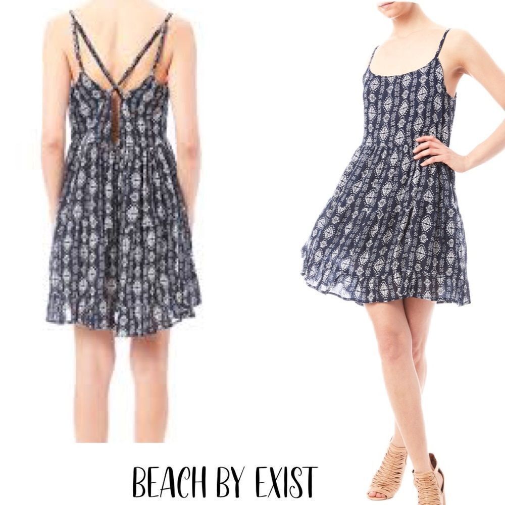 NWT Beach by Exist Adjustable strap Aztec print tunic dress scoop neck